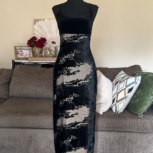 FASHION 1001 NITES - Sheer Black  & Lace Halter Formal Holiday Party Dress Sz 8